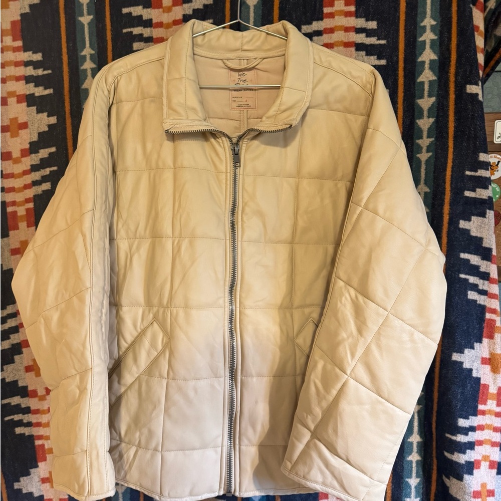 *SOLD* Free People We The Free Vegan Leather Quilted Dolman Jacker in Cream